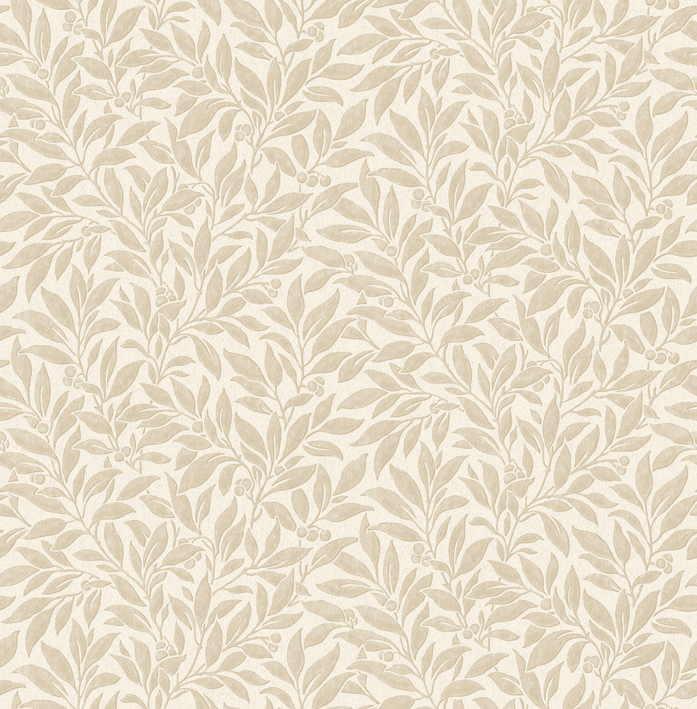 Winter Berry Beige Vine Wallpaper by Advantage Westbury Forest Covers about 56.4 square feet 20.5-in by 33-ft long roll Unpasted 20.9 - Fabric Carolina -