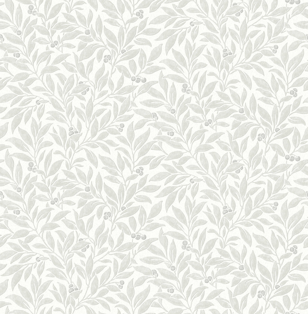 Winter Berry Light Grey Vine Wallpaper by Advantage Westbury Forest Covers about 56.4 square feet 20.5-in by 33-ft long roll Unpasted 20.9 - Fabric Carolina -