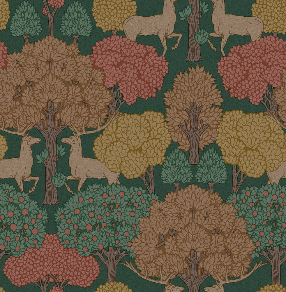Forest of Arden Green Deer Wallpaper by Advantage Westbury Forest Covers about 56.4 square feet 20.5-in by 33-ft long roll Unpasted 20.9 - Fabric Carolina -