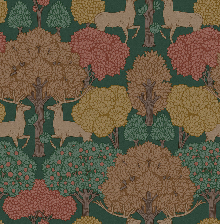 Forest of Arden Green Deer Wallpaper by Advantage Westbury Forest Covers about 56.4 square feet 20.5-in by 33-ft long roll Unpasted 20.9 - Fabric Carolina -