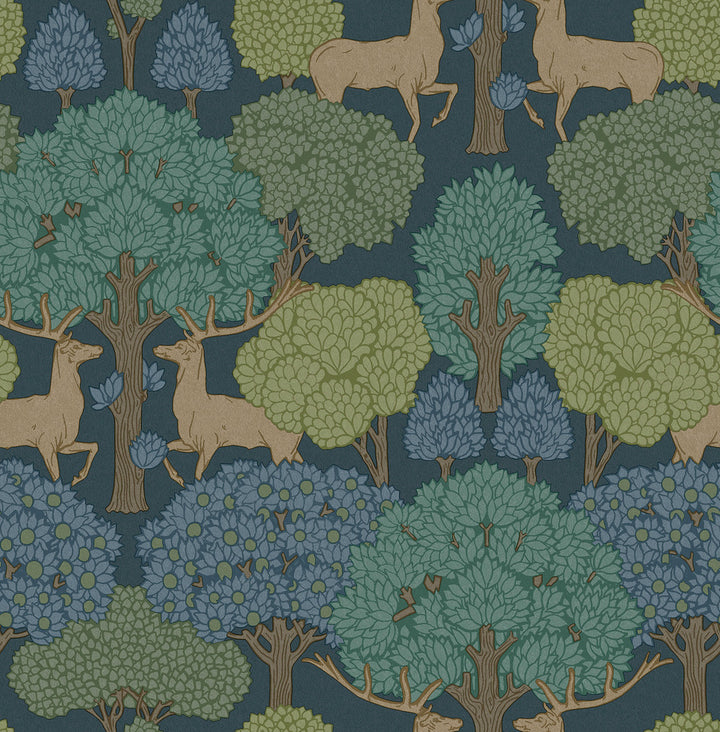 Forest of Arden Blue Deer Wallpaper by Advantage Westbury Forest Covers about 56.4 square feet 20.5-in by 33-ft long roll Unpasted 20.9 - Fabric Carolina -