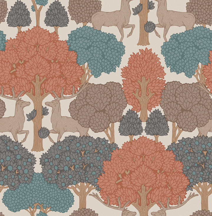 Forest of Arden Apricot Deer Wallpaper by Advantage Westbury Forest Covers about 56.4 square feet 20.5-in by 33-ft long roll Unpasted 20.9 - Fabric Carolina -