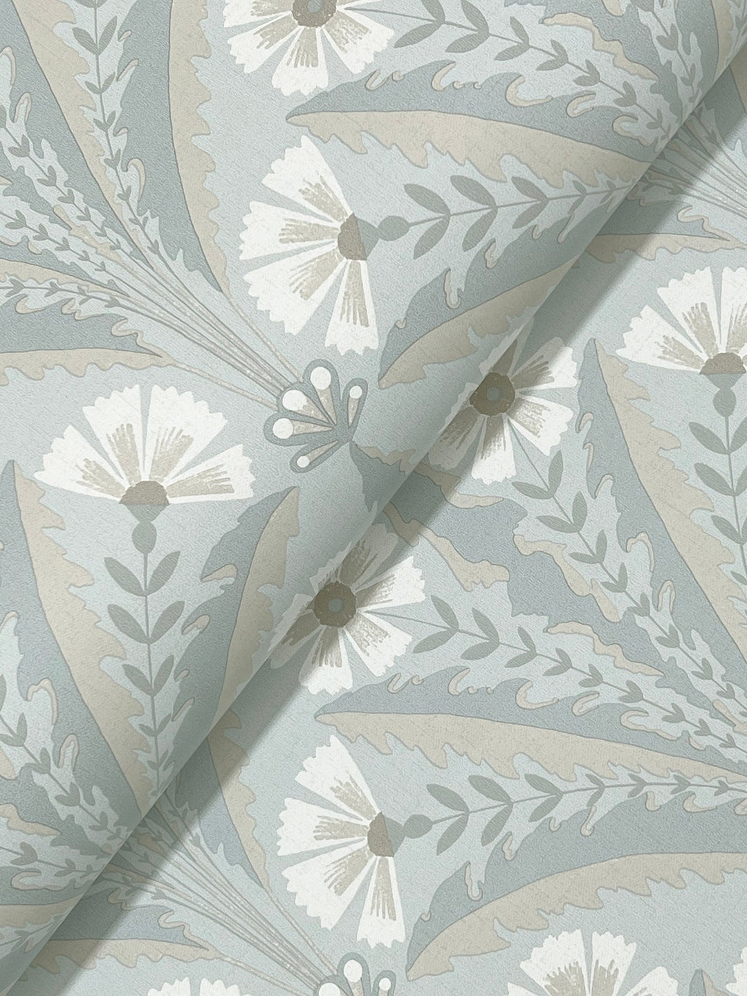 Tap Root Light Blue Floral Damask Wallpaper by Chesapeake Designer
