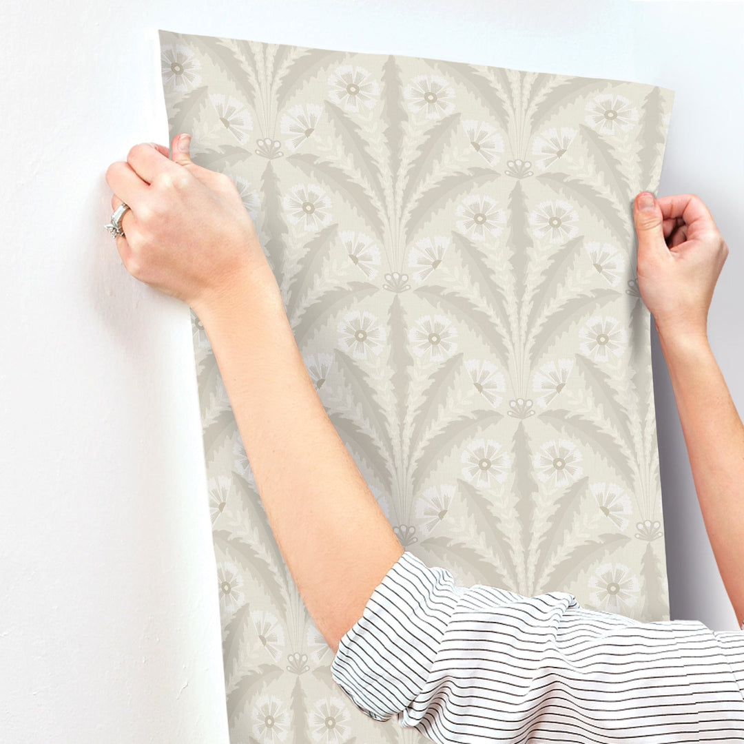 Tap Root Beige Floral Damask Wallpaper by Chesapeake Designer