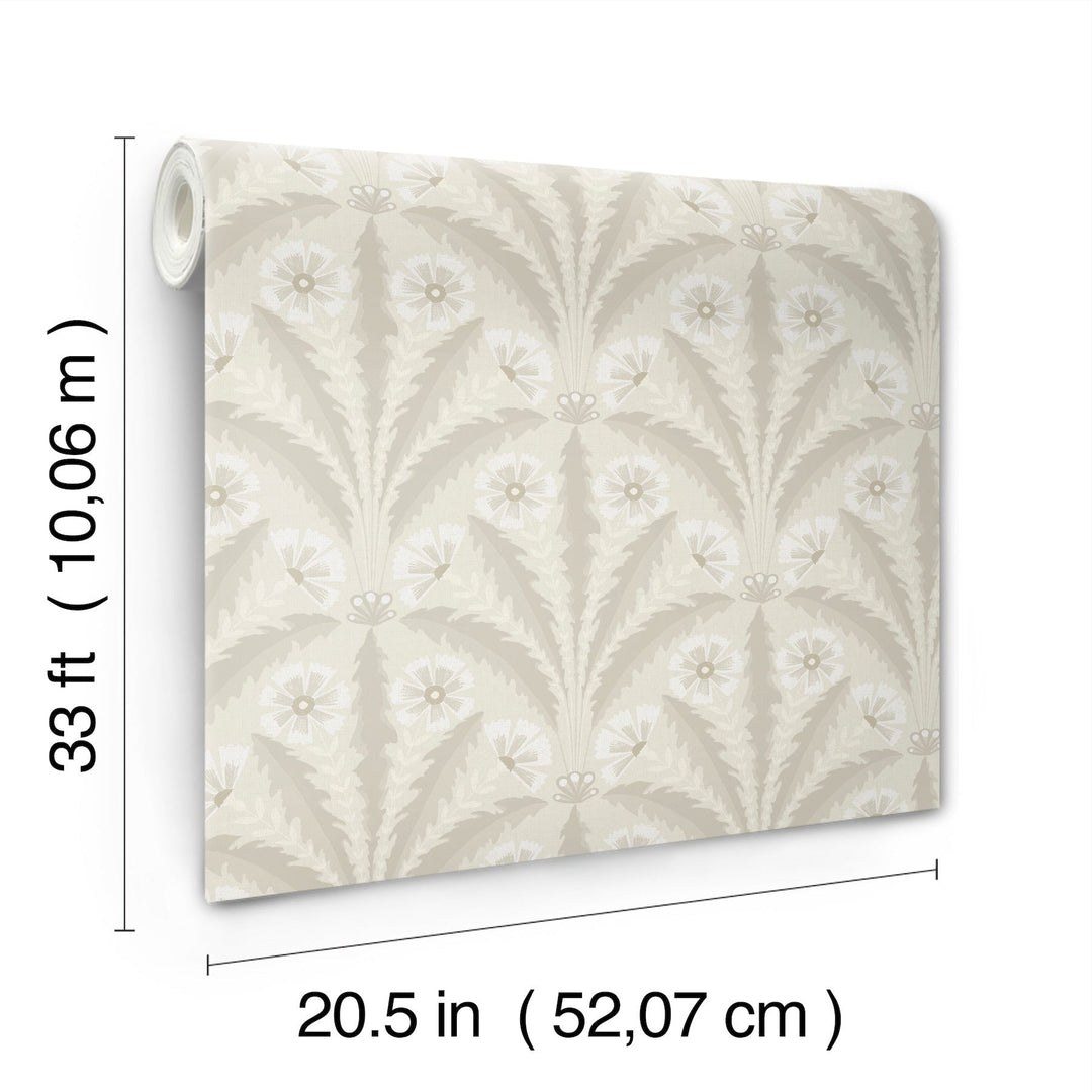 Tap Root Beige Floral Damask Wallpaper by Chesapeake Designer