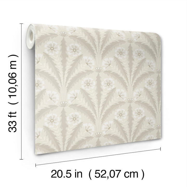 Tap Root Beige Floral Damask Wallpaper by Chesapeake Designer