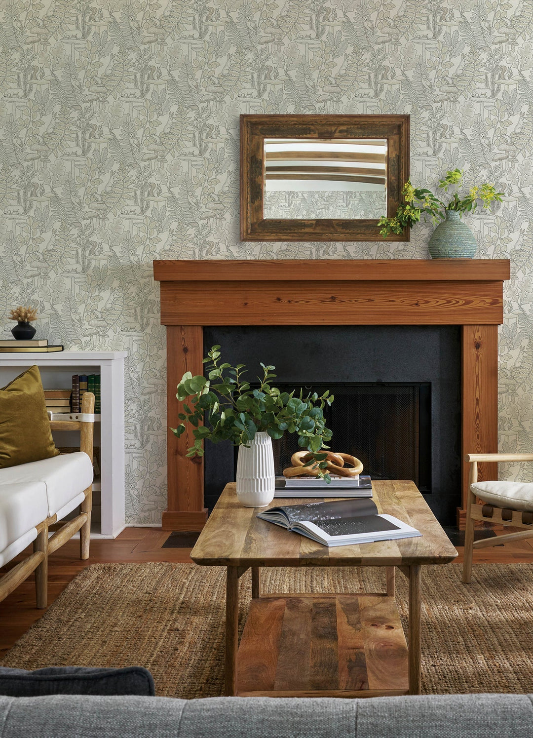 Holt Neutral Woodland Wallpaper by Chesapeake Designer