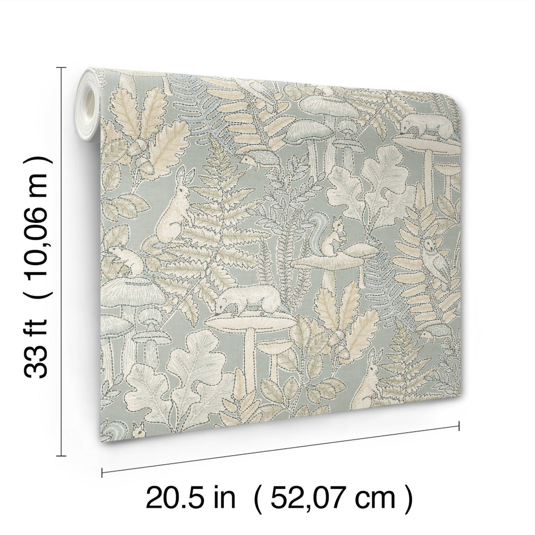 Holt Seafoam Woodland Wallpaper by Chesapeake Designer