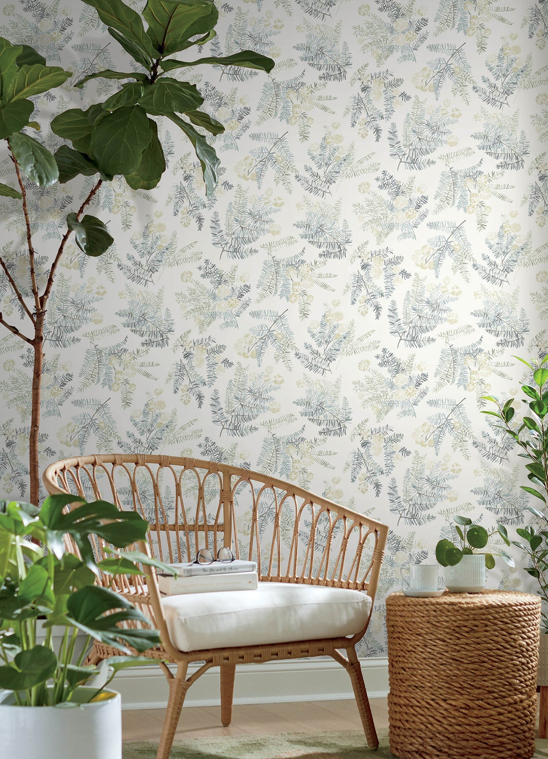 Frith Sea Green Botanical Wallpaper by Chesapeake Designer