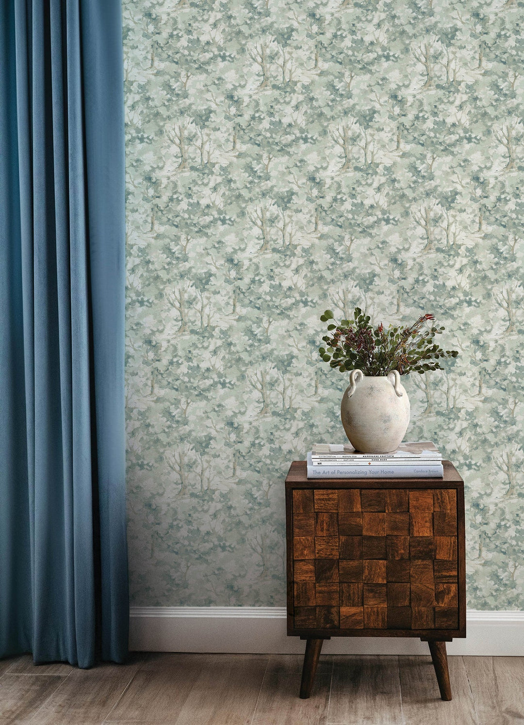 Thicket Teal Forest Wallpaper by Chesapeake Designer