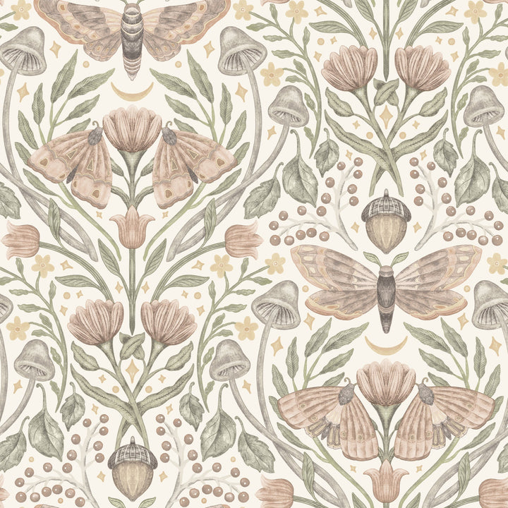 Mystic Moth Blush Forest Magic Wallpaper by Chesapeake Designer