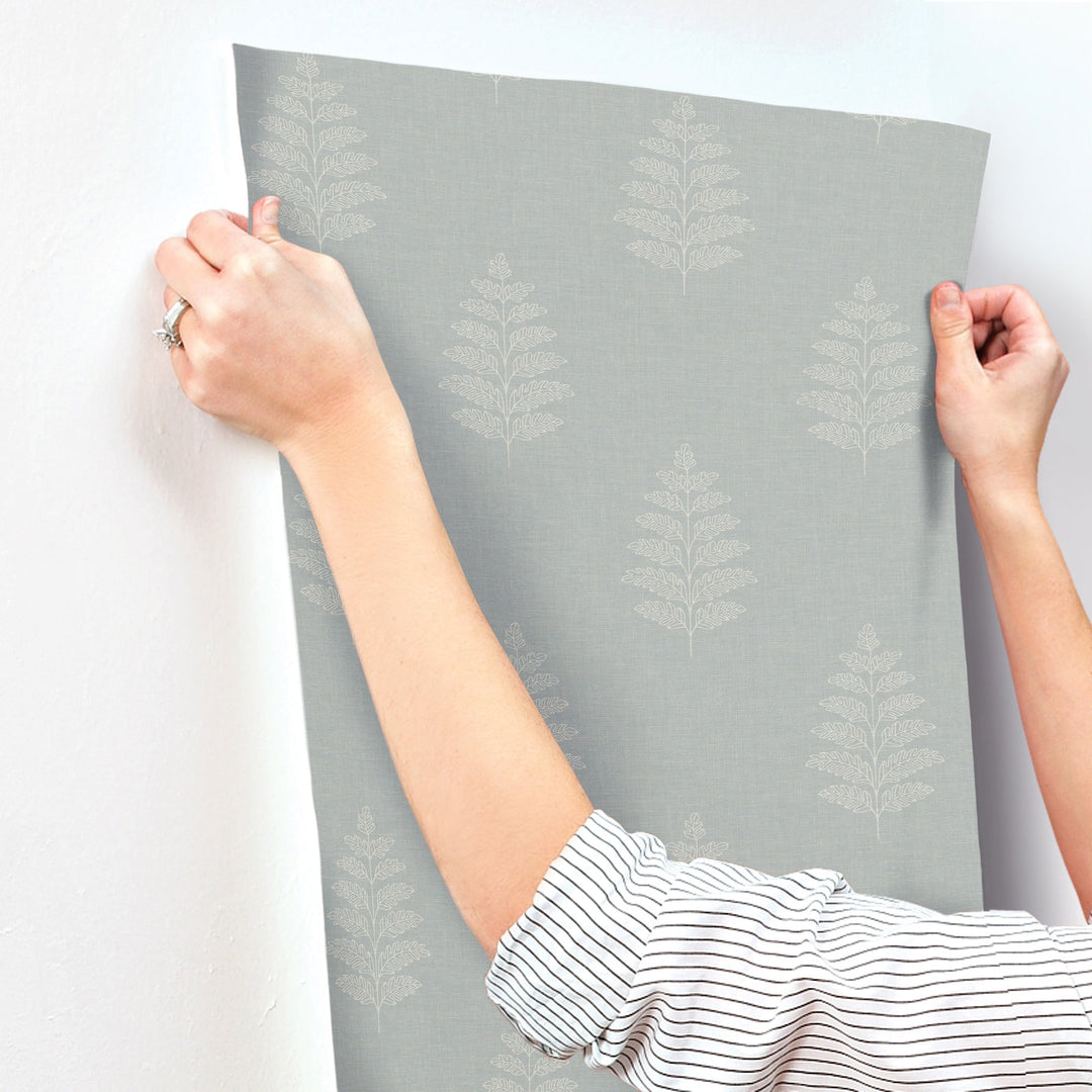 Frond Light Blue Leaf Wallpaper by Chesapeake Designer
