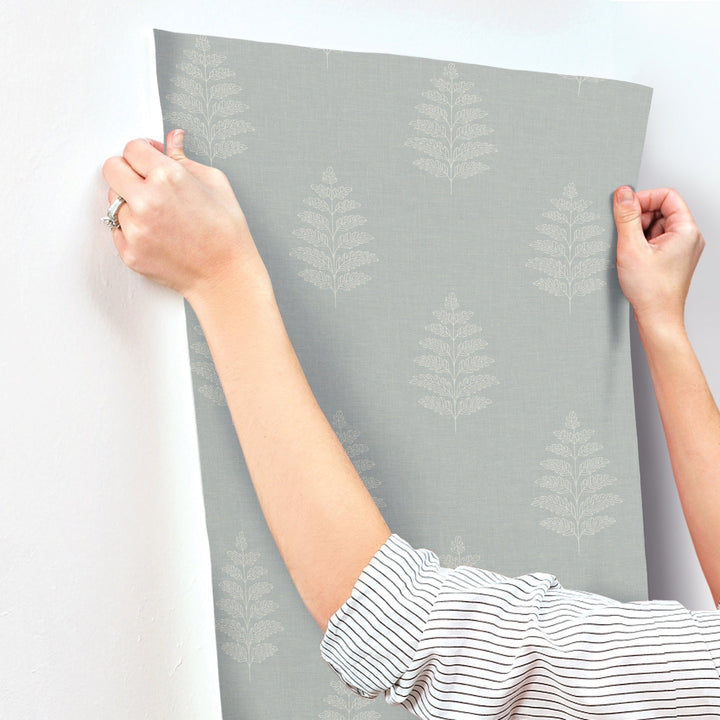 Frond Light Blue Leaf Wallpaper by Chesapeake Designer