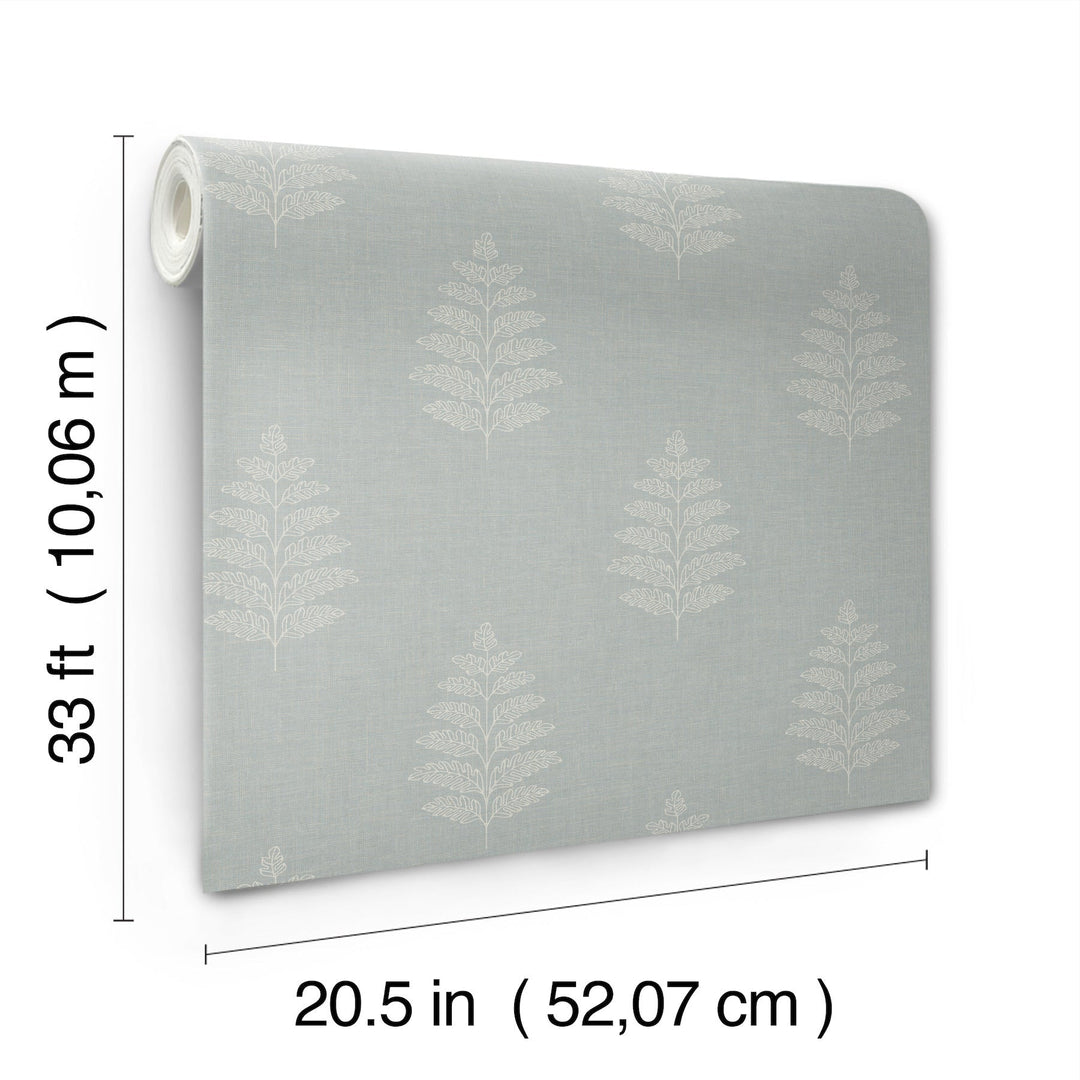 Frond Light Blue Leaf Wallpaper by Chesapeake Designer