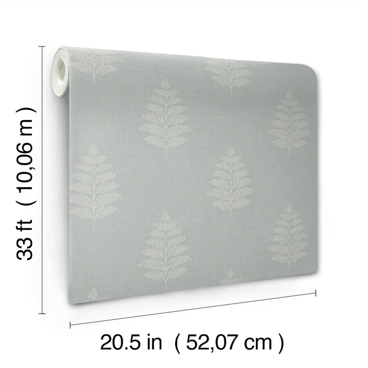 Frond Light Blue Leaf Wallpaper by Chesapeake Designer