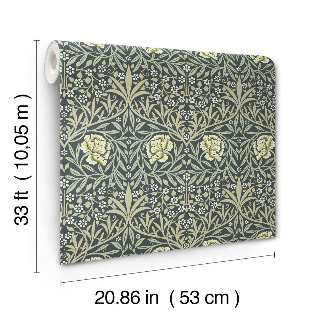 Oxford Union Sea Green Floral Vines Wallpaper by A-Street Prints Designer