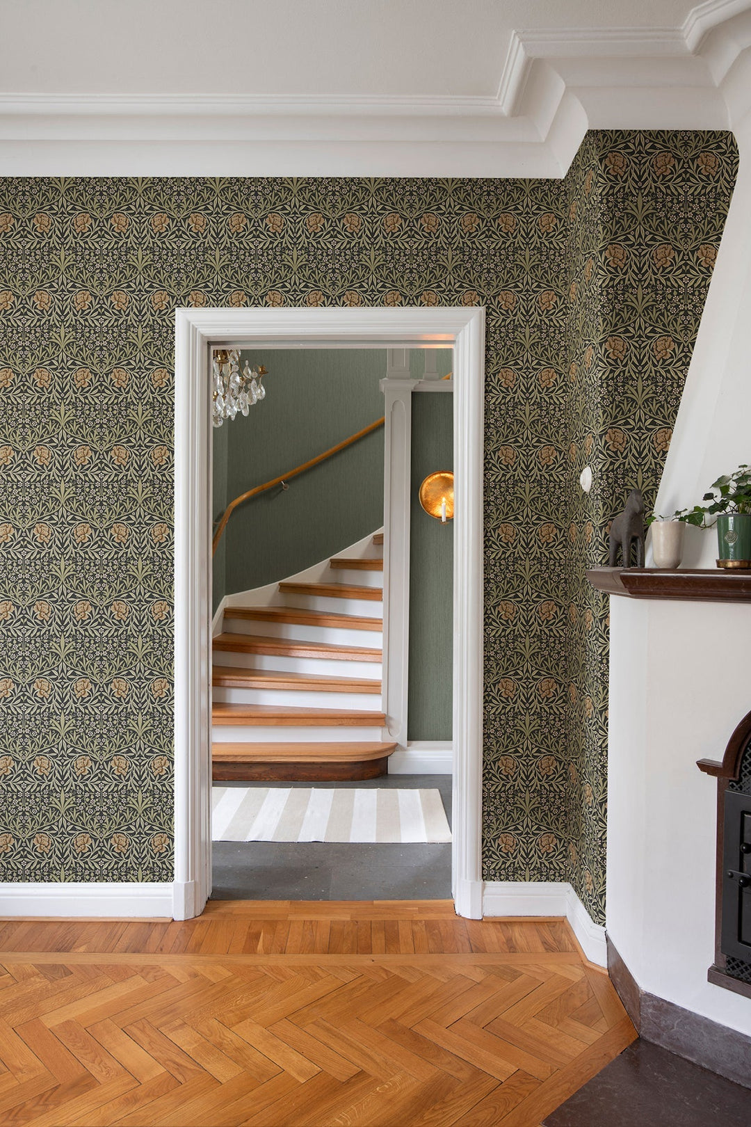 Oxford Union Black Floral Vines Wallpaper by A-Street Prints Designer