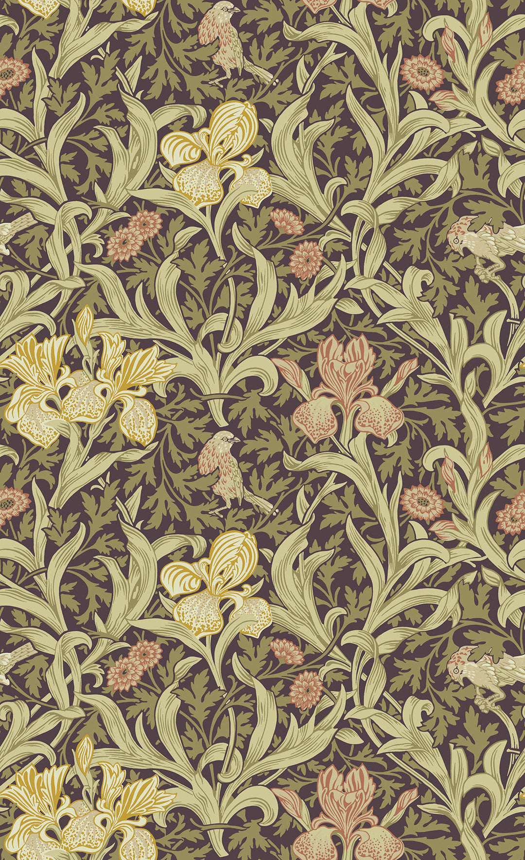 Iris Plum Wild Gardens Wallpaper by A-Street Prints Designer