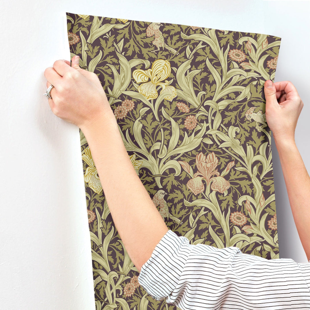 Iris Plum Wild Gardens Wallpaper by A-Street Prints Designer