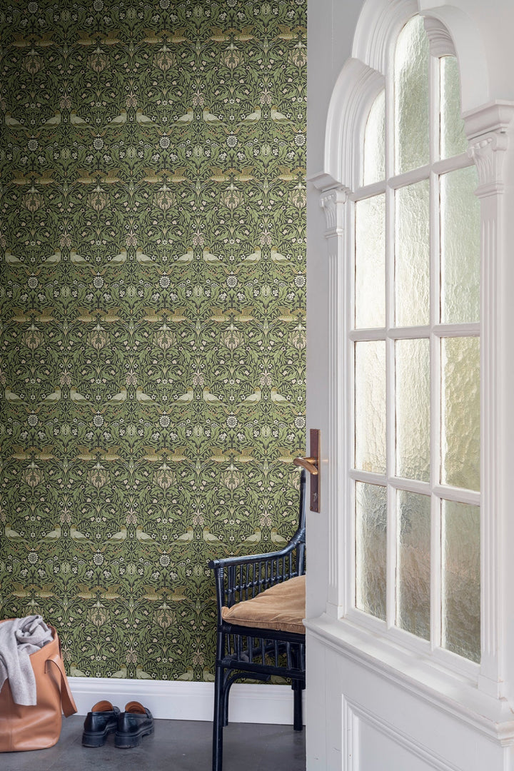 Bird Green Floral Thicket Wallpaper by A-Street Prints Designer
