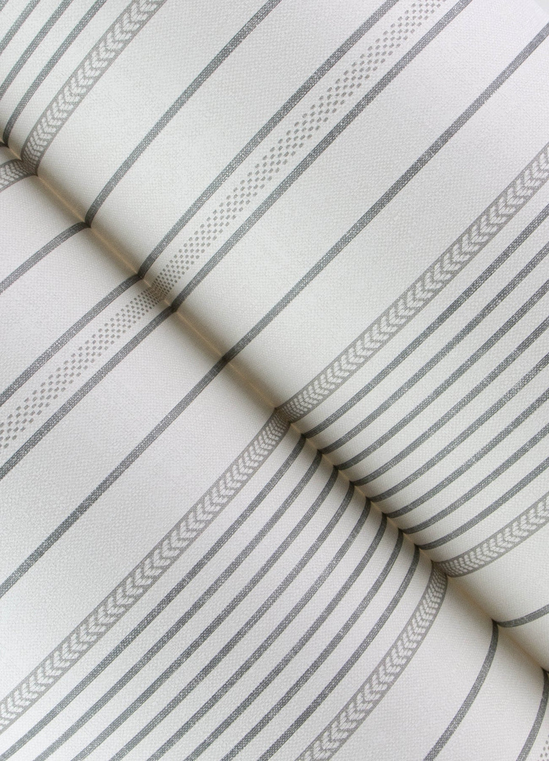 Navarres Stripe Charcoal Faux Linen Wallpaper by A-Street Prints Designer