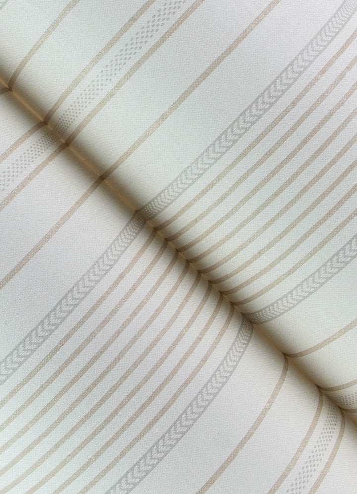 Navarres Stripe Neutral Faux Linen Wallpaper by A-Street Prints Designer