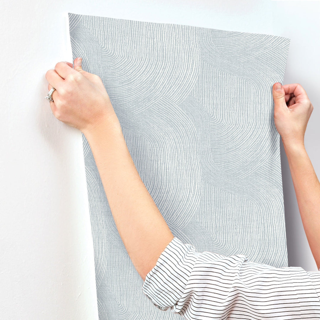 Folly Light Blue Zen Swirls Wallpaper by A-Street Prints Designer