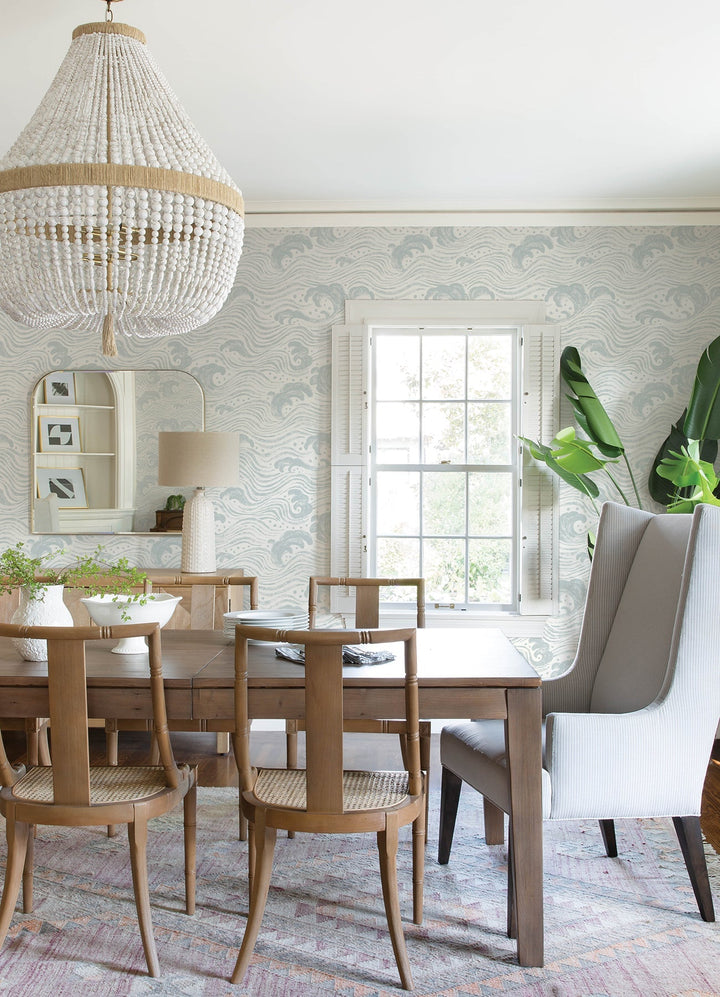 Swell Light Blue Ocean Wave Wallpaper by A-Street Prints Designer
