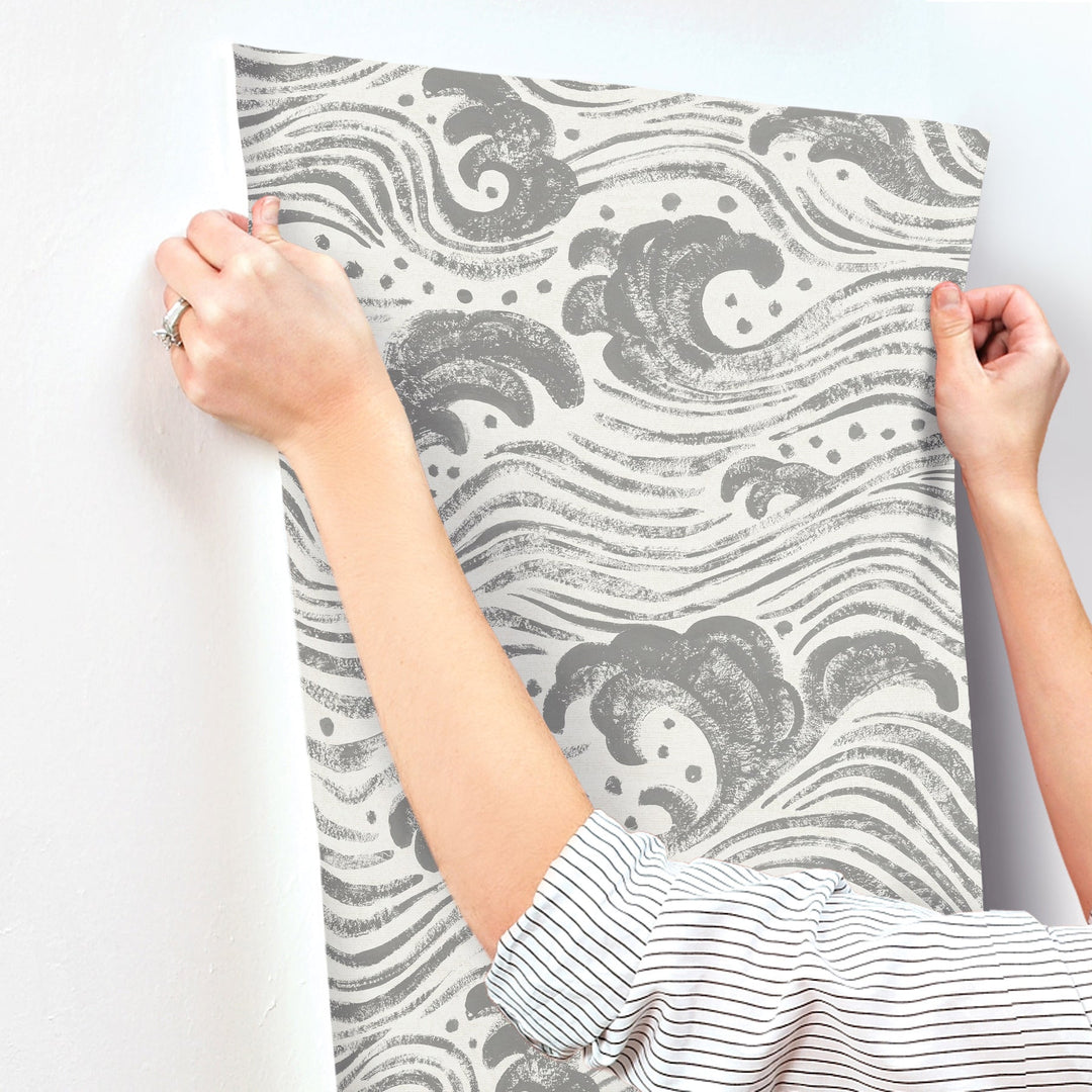 Swell Charcoal Ocean Wave Wallpaper by A-Street Prints Designer
