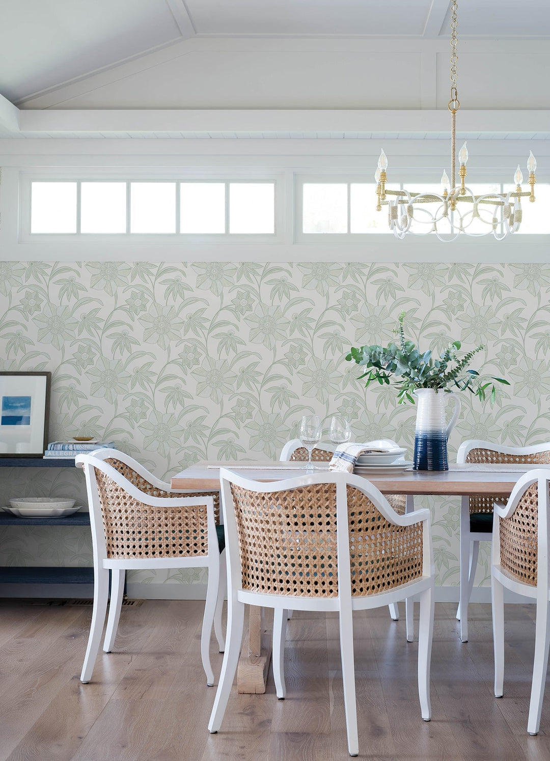 Star Flower Light Green Floral Trail Wallpaper by A-Street Prints Designer