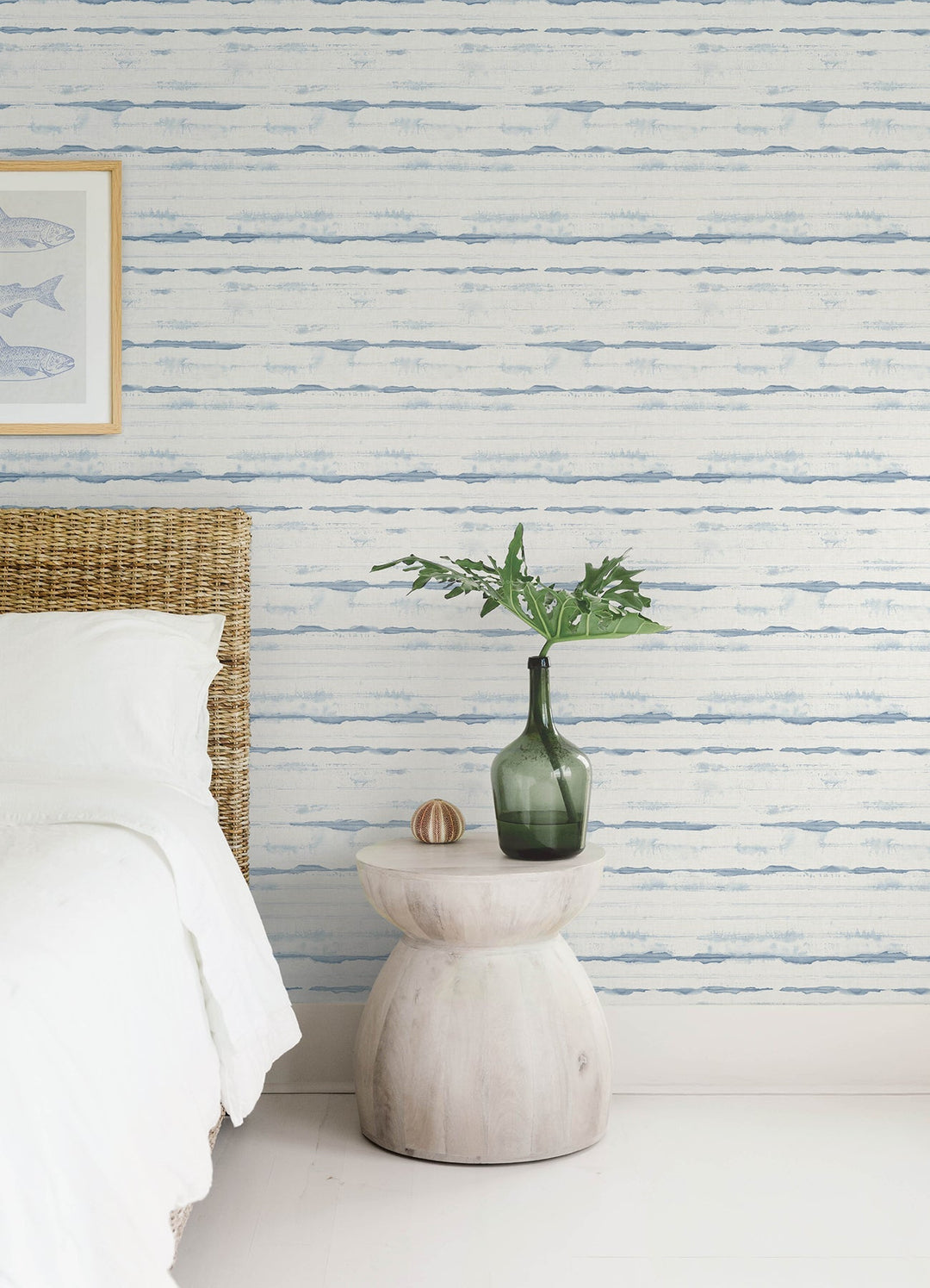 Destin Blue Stripe Wallpaper by A-Street Prints Designer