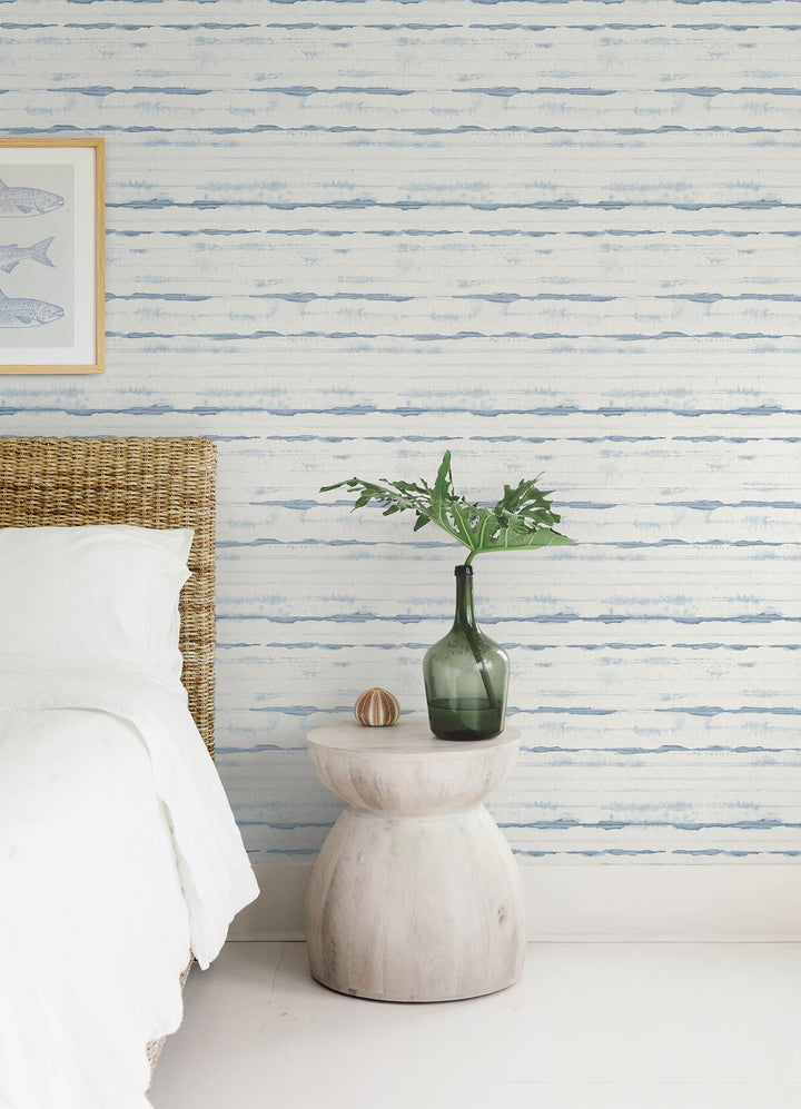 Destin Blue Stripe Wallpaper by A-Street Prints Designer