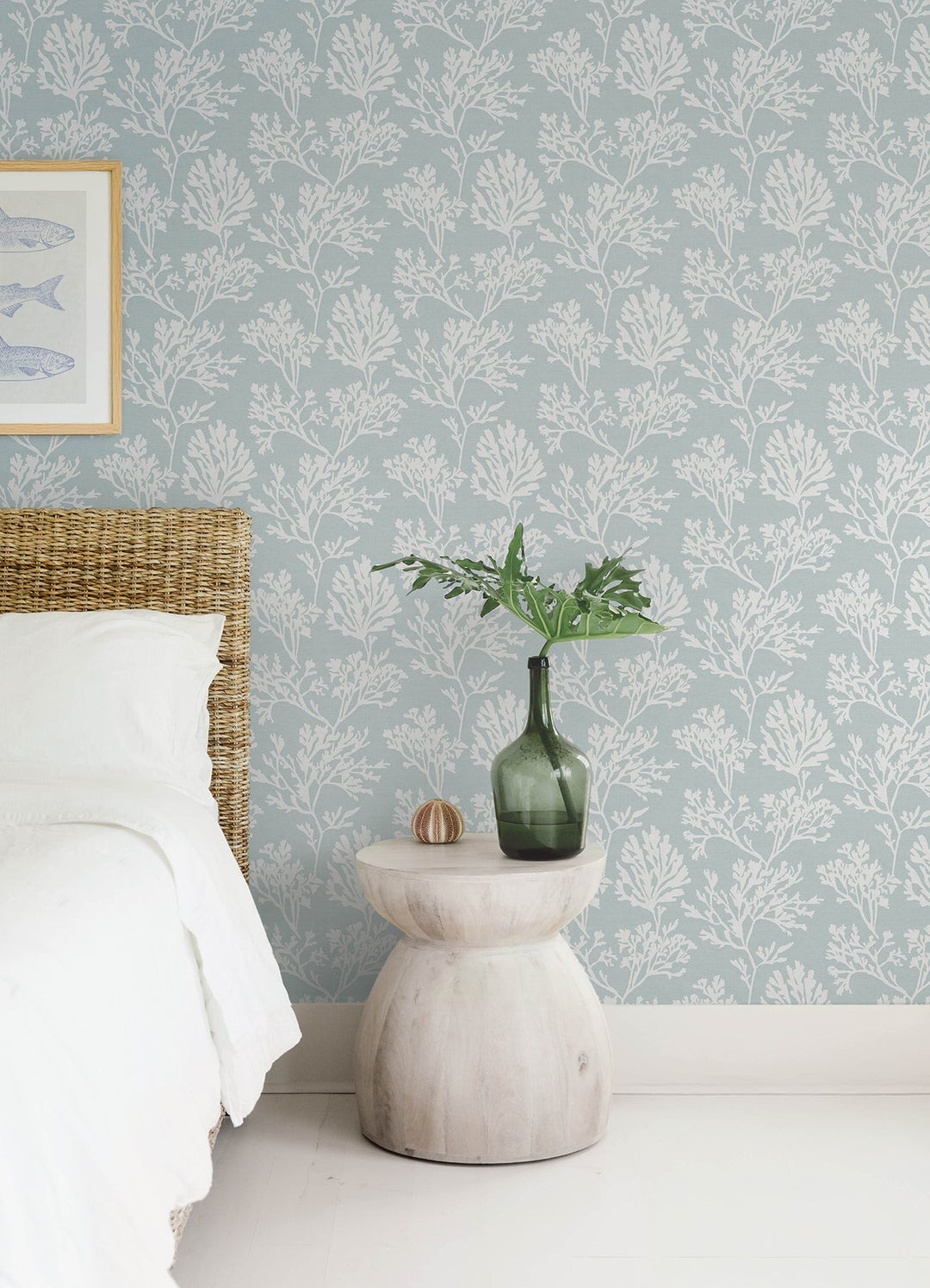 Tortuga Sky Blue Coral Weave Wallpaper by A-Street Prints Designer