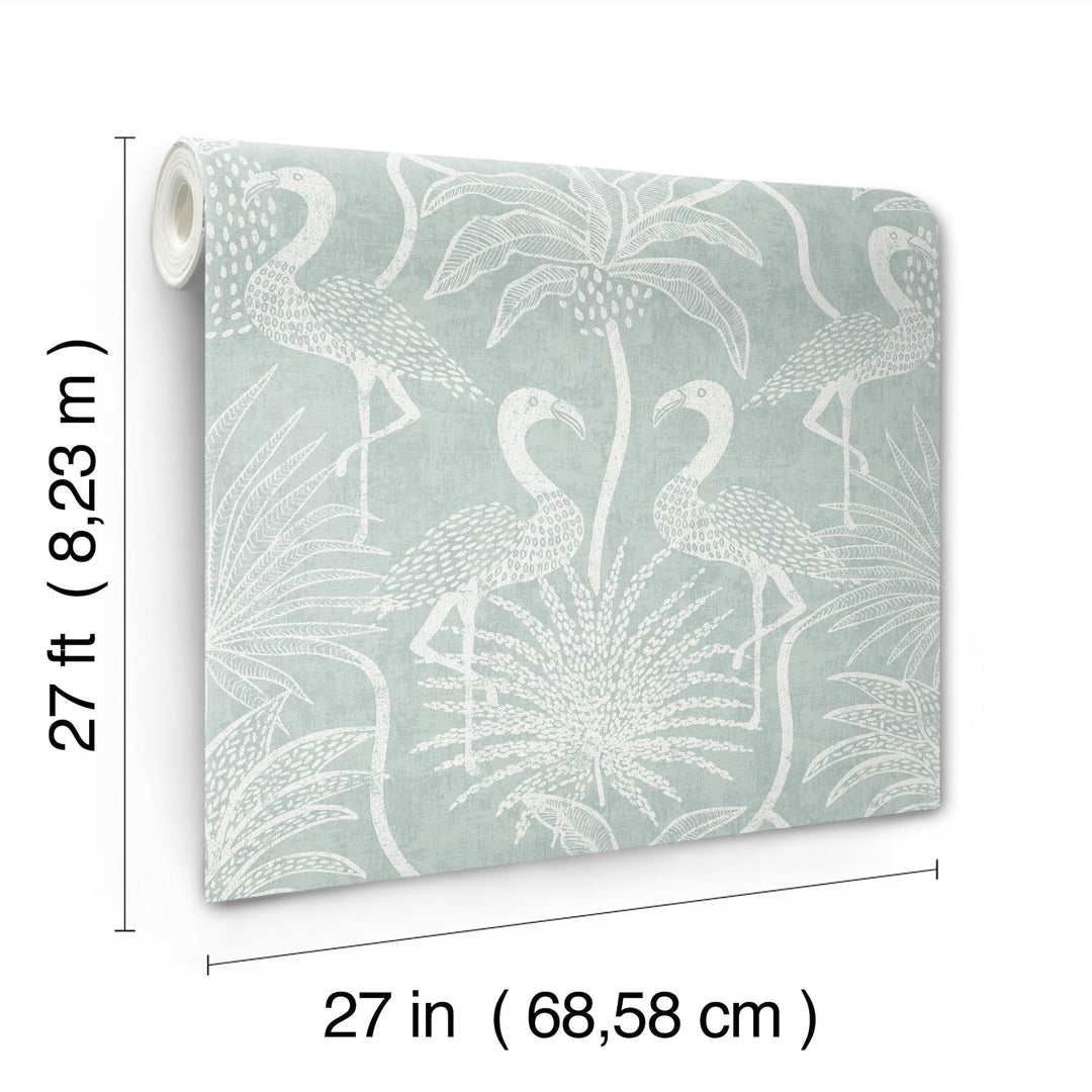 Biscayne Turquoise Flamingo Beach Wallpaper by A-Street Prints Designer