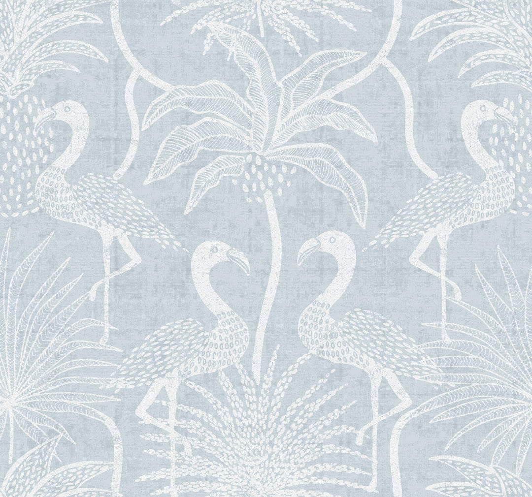 Biscayne Sky Blue Flamingo Beach Wallpaper by A-Street Prints Designer