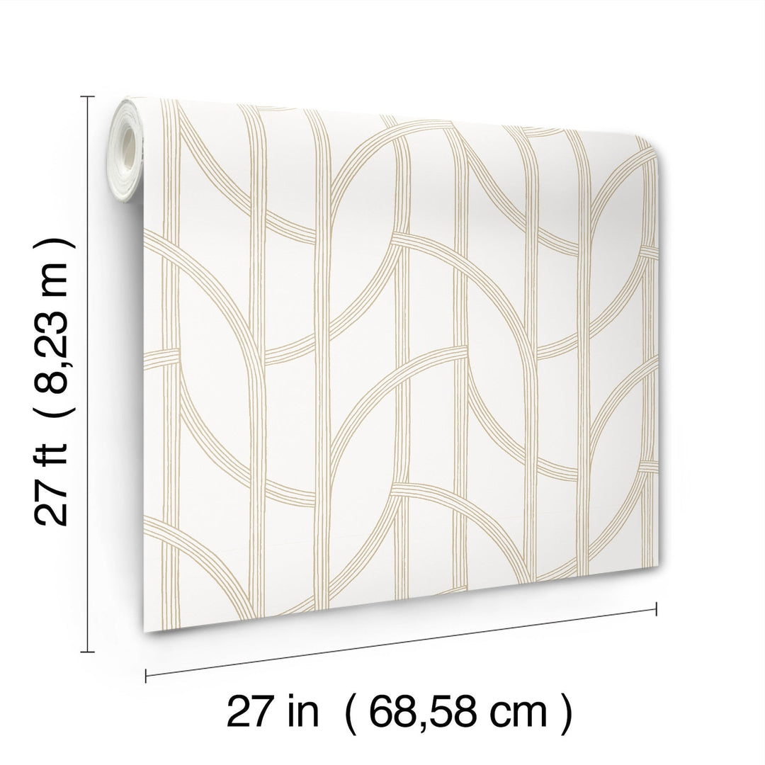 Salvo Gold Curved Contours Wallpaper by A-Street Prints Designer