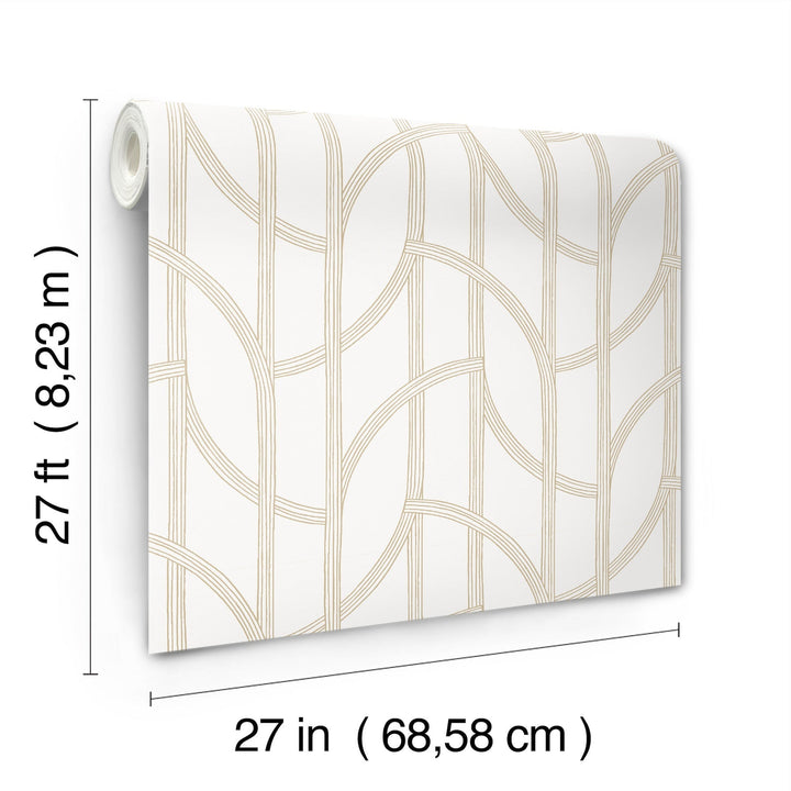 Salvo Gold Curved Contours Wallpaper by A-Street Prints Designer