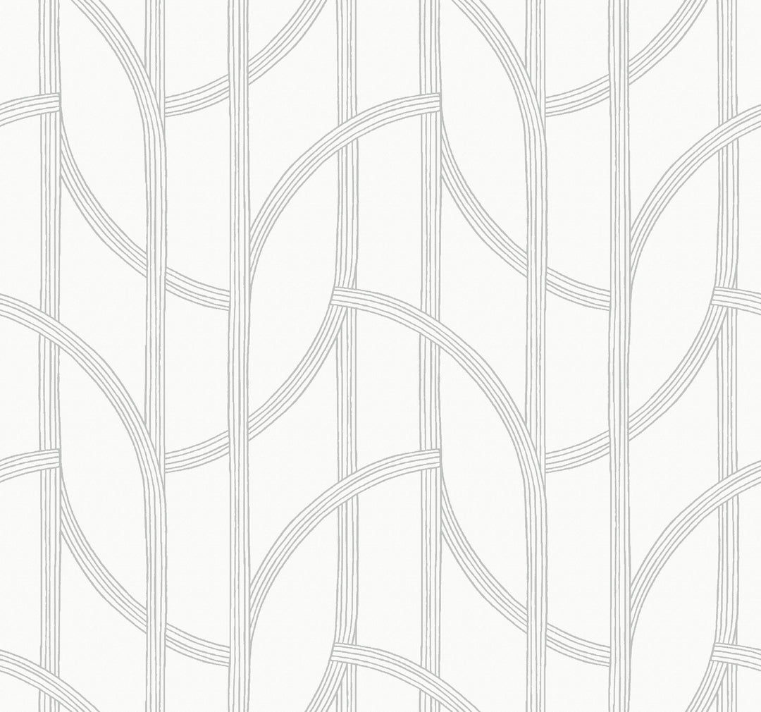 Salvo Silver Curved Contours Wallpaper by A-Street Prints Designer