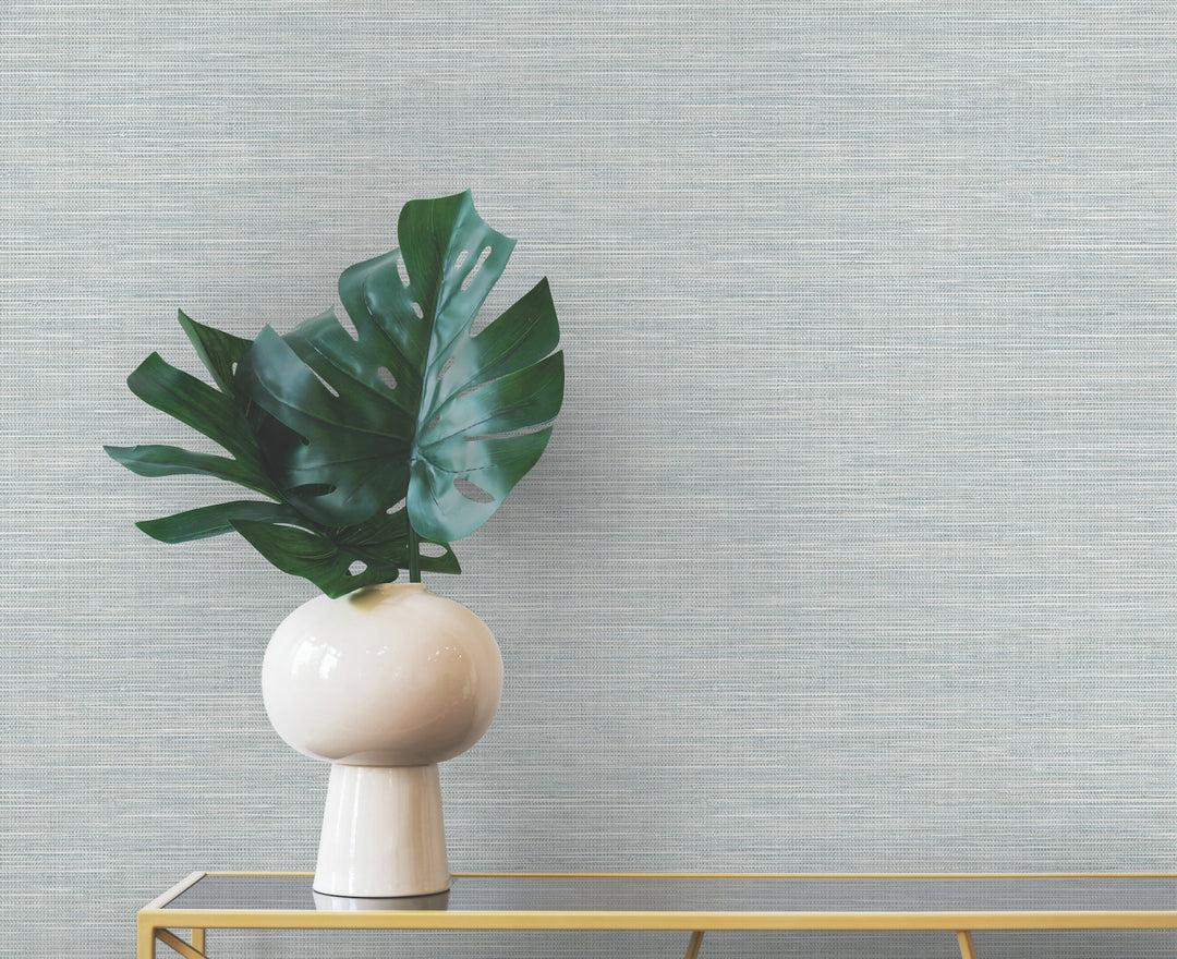 Winn Aqua Faux Grasscloth Wallpaper by Warner Designer