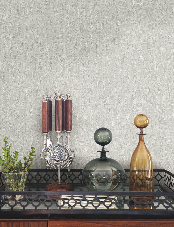 Bryson Sterling Feathered Texture Wallpaper by Warner Designer