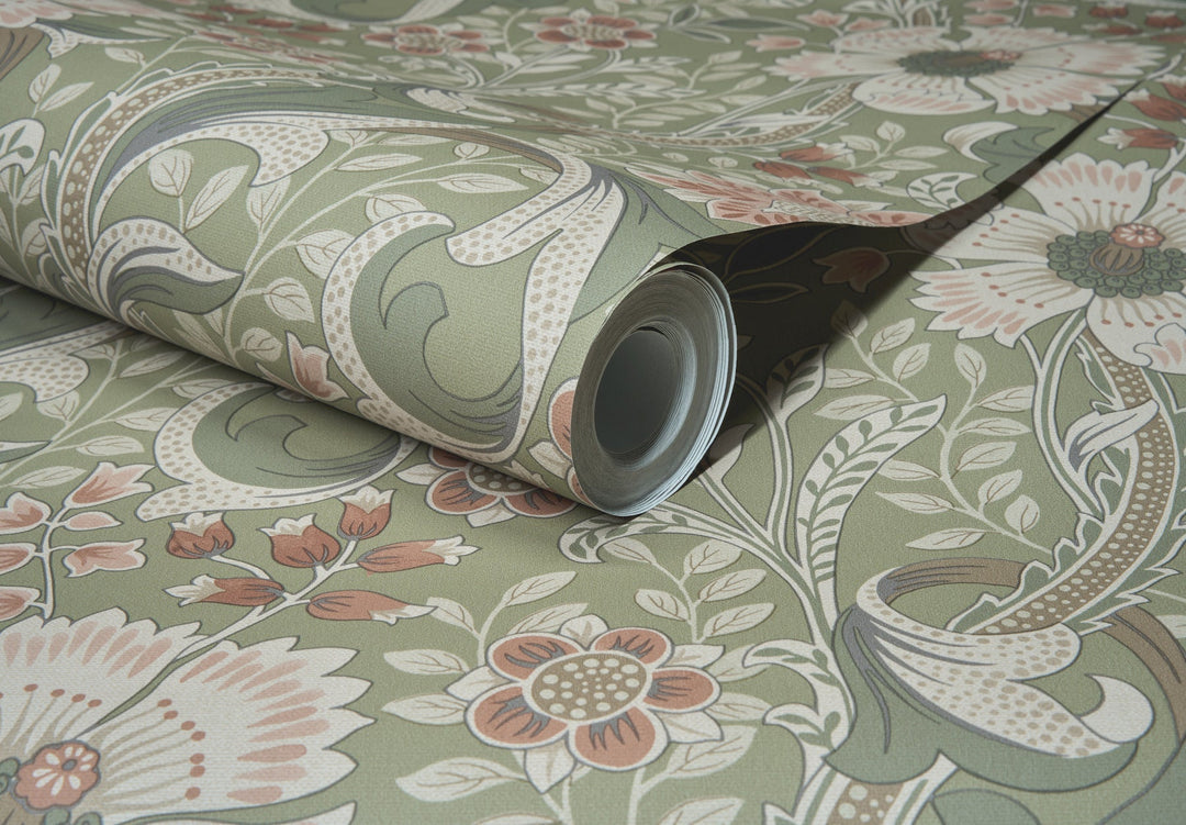 Liora Green Floral Trail Wallpaper by Chesapeake Designer