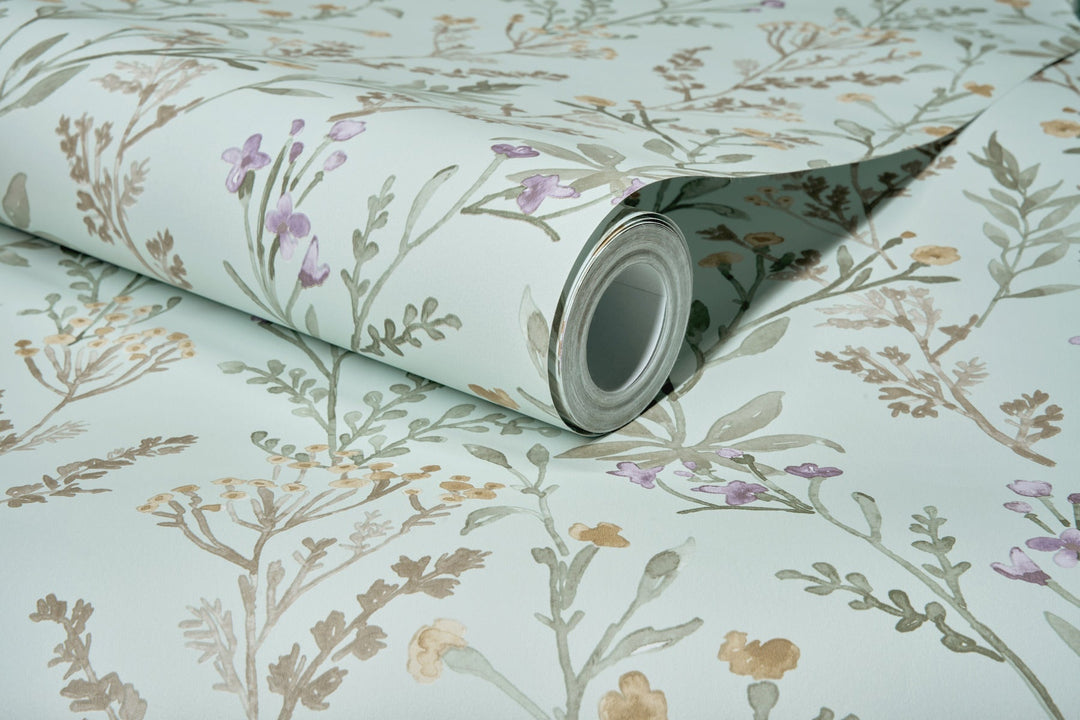 Laverne Aquamarine Wildflowers Wallpaper by Chesapeake Designer