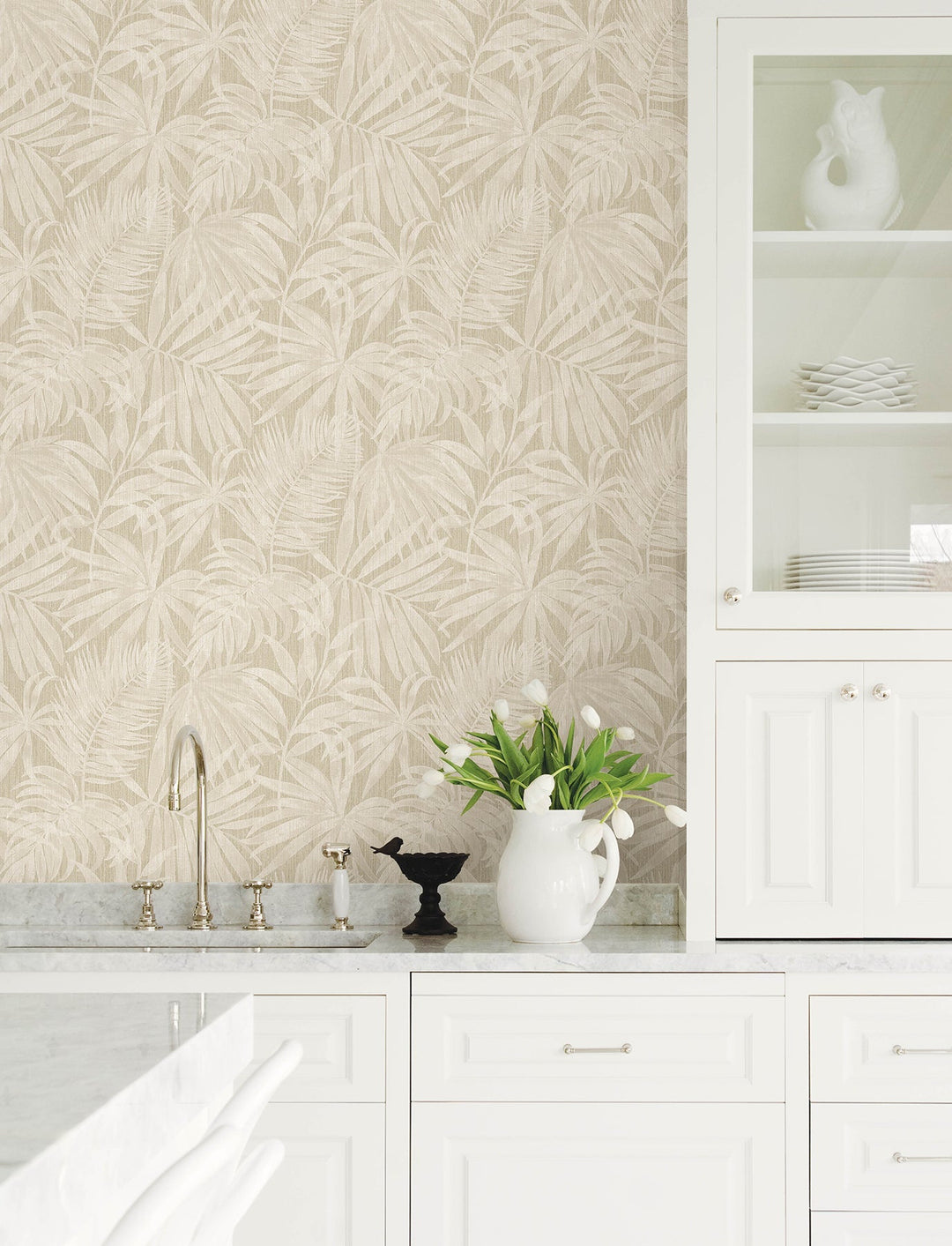 Sonny Beige Fronds Wallpaper by Chesapeake Designer