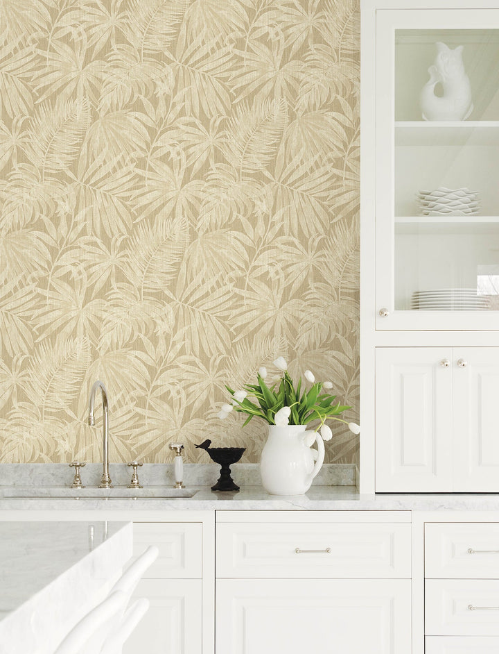 Sonny Light Brown Fronds Wallpaper by Chesapeake Designer