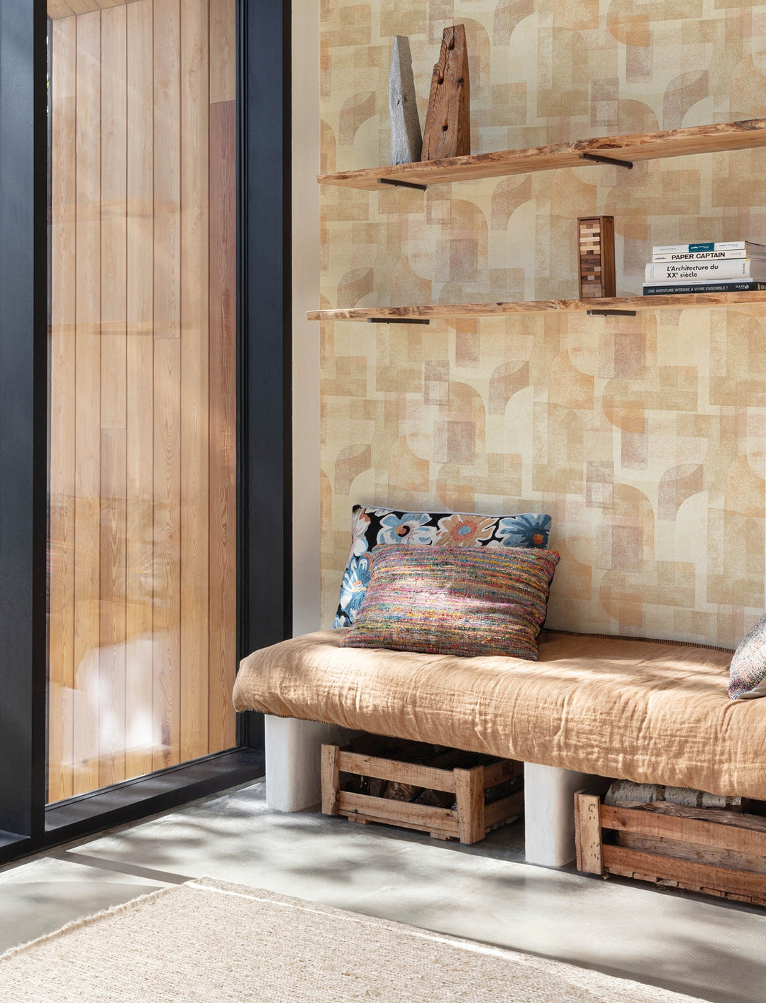 Cassandra Rust Block Geometric Wallpaper by Chesapeake Designer