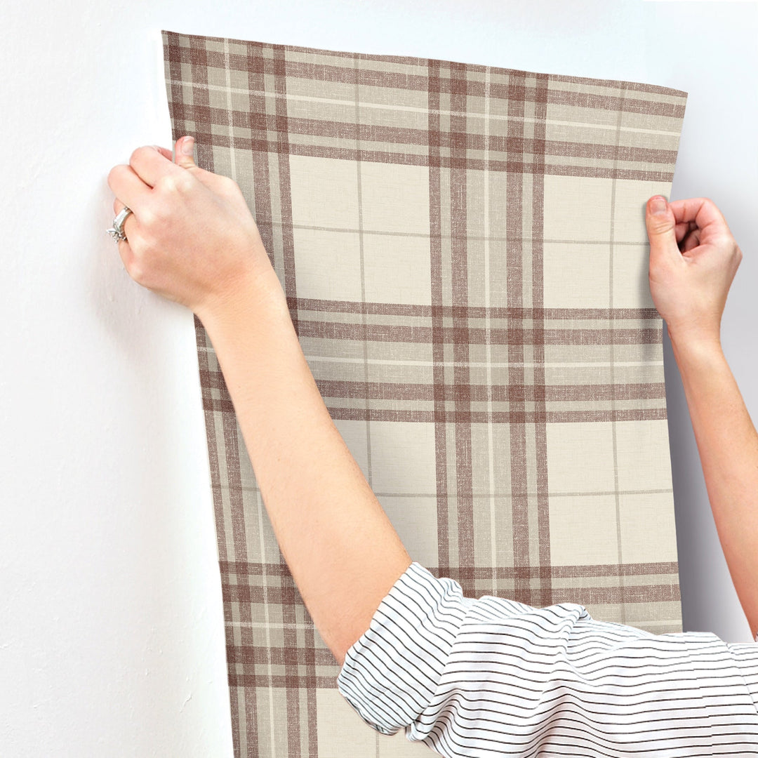 Cabin Check Rust Plaid Wallpaper by Chesapeake Designer