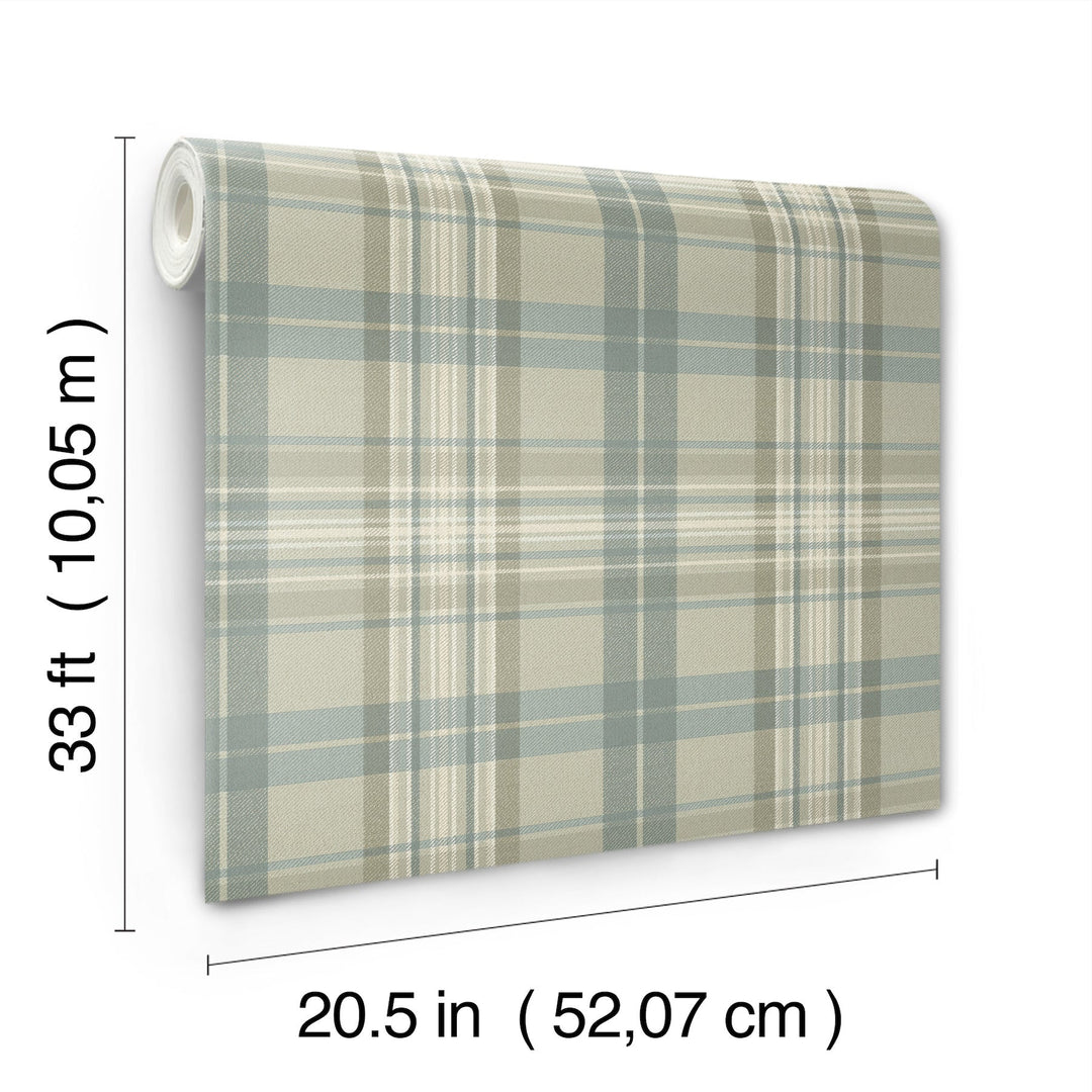 Austin Sage Plaid Wallpaper by Chesapeake Designer