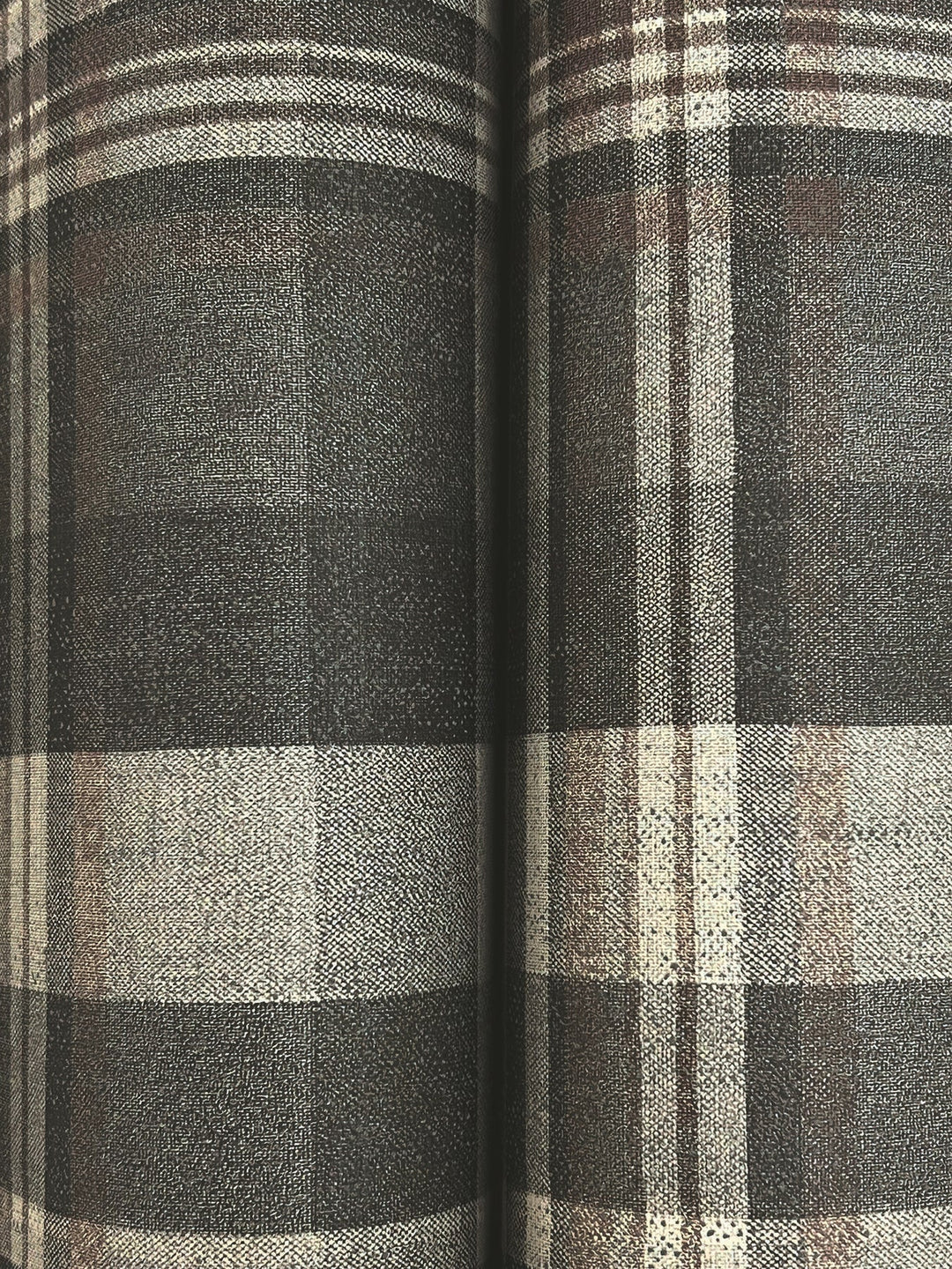 Dutton Plaid Charcoal Flannel Wallpaper by Chesapeake Designer