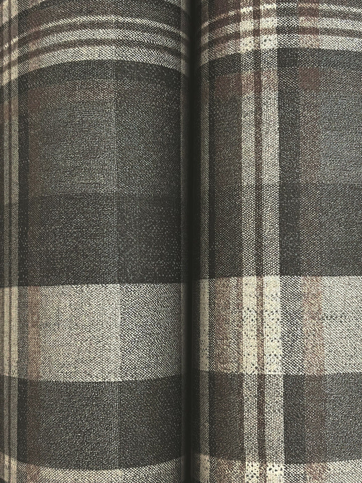Dutton Plaid Charcoal Flannel Wallpaper by Chesapeake Designer
