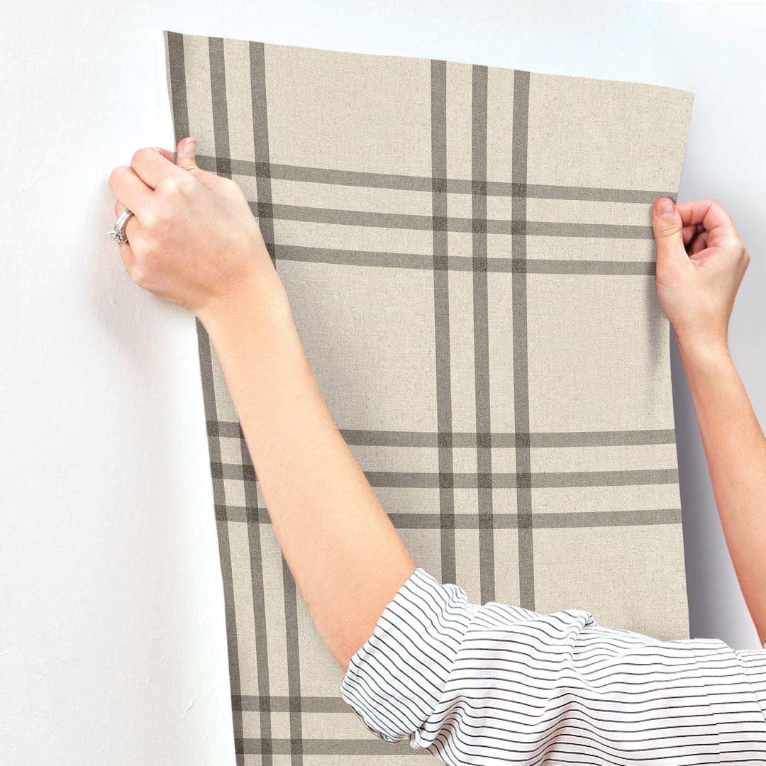 Fletcher Black Plaid Wallpaper by Chesapeake Designer